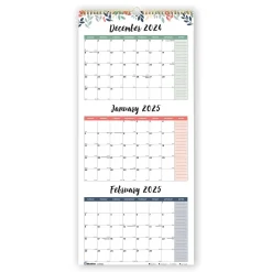 Blueline 2025 12.25" x 27" Three-Month Wall Calendar, Multicolor (C171129)