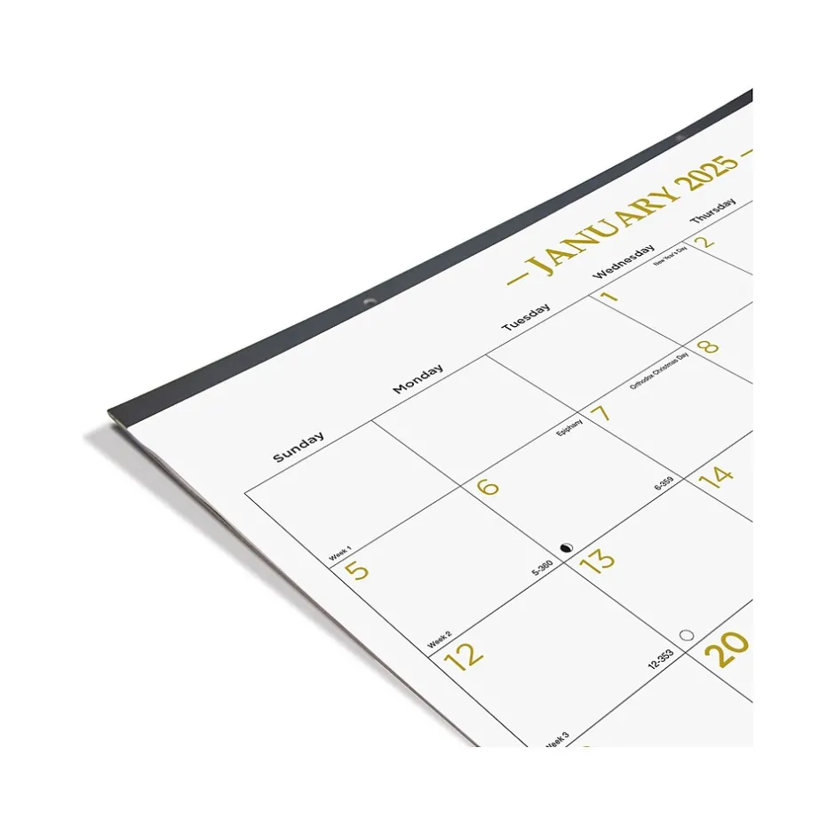 Blueline 2025 Colorful 22" x 17" Monthly Desk Pad Calendar, White/Gold (100024-25) Outlet