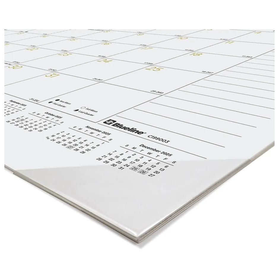 Blueline 2025 Colorful 22" x 17" Monthly Desk Pad Calendar, White/Gold (100024-25) Outlet