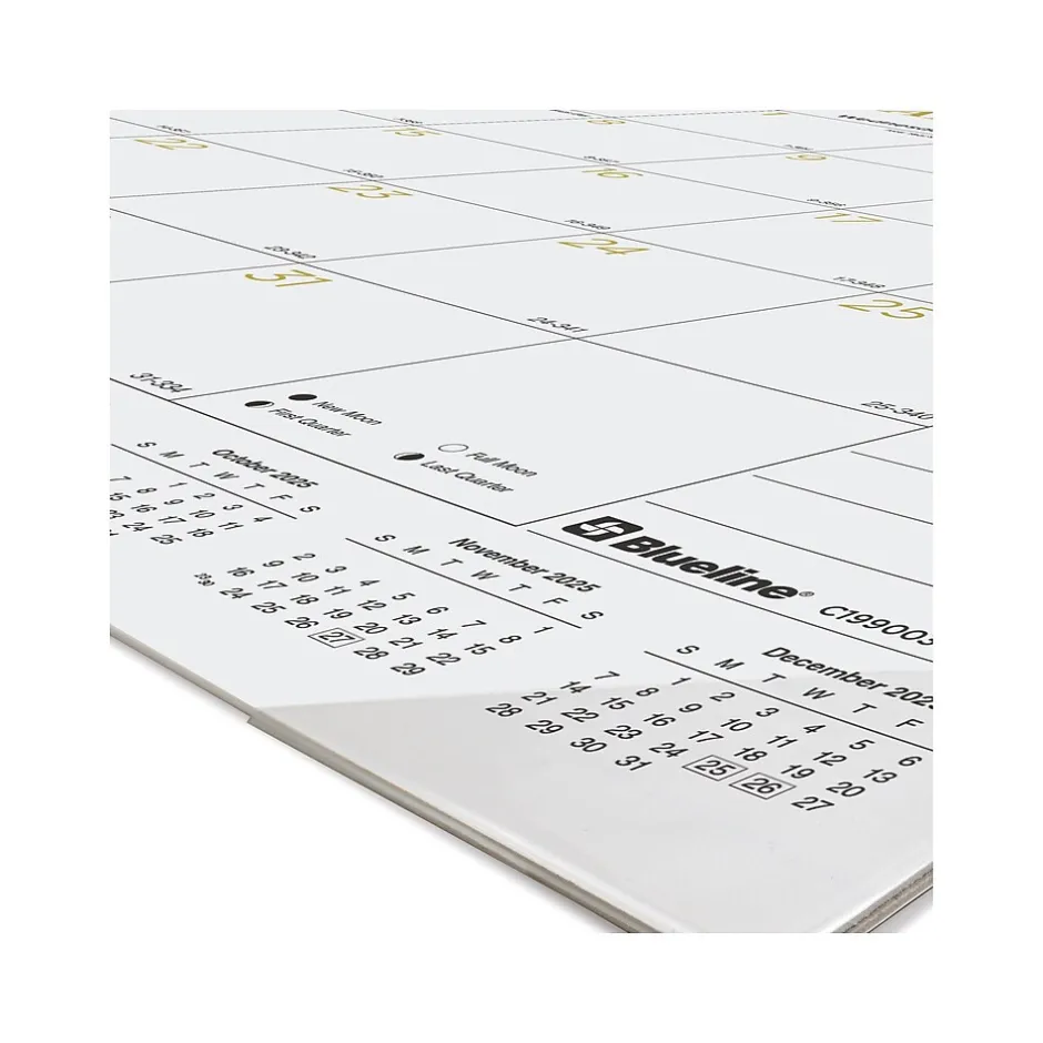 Blueline 2025 Colorful 22" x 17" Monthly Desk Pad Calendar, White/Gold (100024-25) Outlet