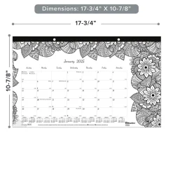 Blueline 2025 DoodlePlan Botanica 17.75" x 10.88" Monthly Coloring Desk Pad Calendar, White/Black (C2917001) Discount