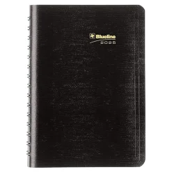 Blueline 2025 Plan & Link 5" x 8" Daily Appointment Book, Faux Leather Cover, Black (C1504W.81) Clearance