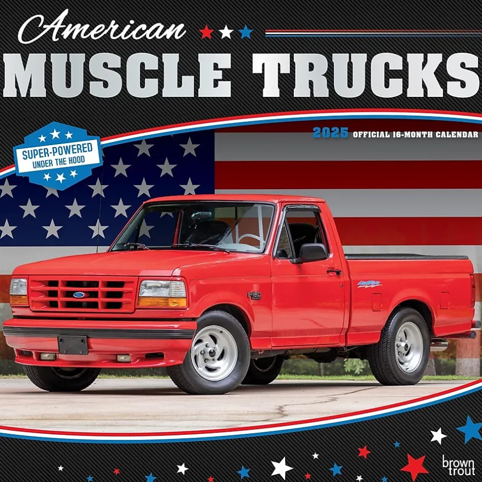 BrownTrout 2025 American Muscle Trucks 12" x 12" Monthly Square Wall Calendar (9781975479893) Discount
