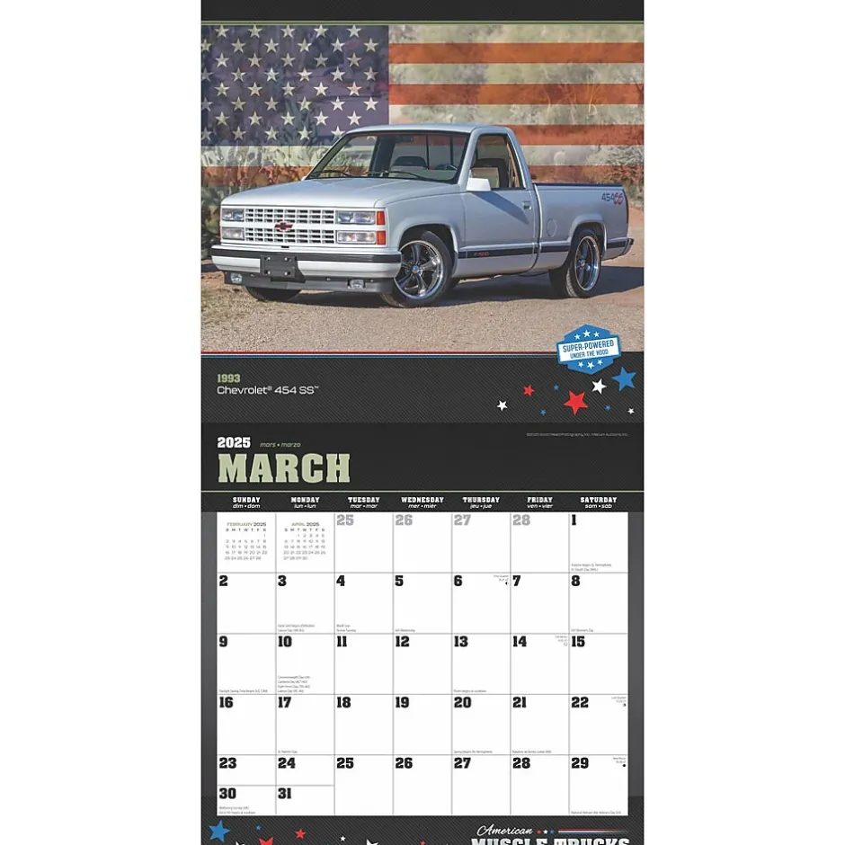 BrownTrout 2025 American Muscle Trucks 12" x 12" Monthly Square Wall Calendar (9781975479893) Discount