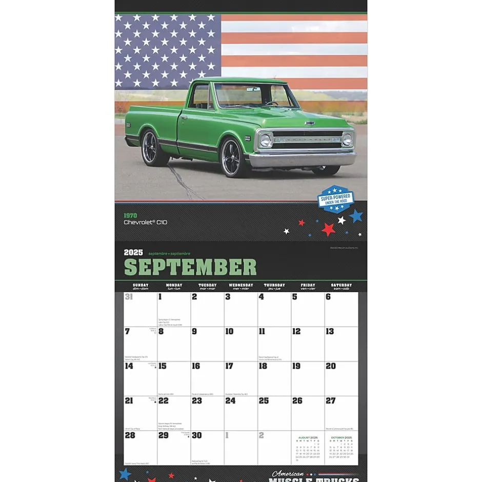BrownTrout 2025 American Muscle Trucks 12" x 12" Monthly Square Wall Calendar (9781975479893) Discount
