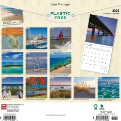 BrownTrout 2025 Lake Michigan 12" x 12" Monthly Square Wall Calendar (9781975475048) Outlet