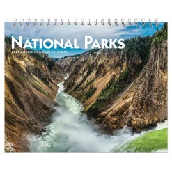 BrownTrout 2025 National Parks 7.5" x 6" Monthly Double-View Easel Desk Calendar, (9781975478469) New
