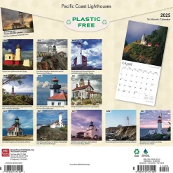 BrownTrout 2025 Pacific Coast Lighthouses 12" x 12" Monthly Square Wall Calendar (9781975475109) Best