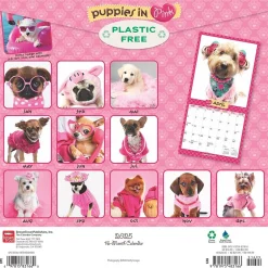 BrownTrout 2025 Puppies in Pink 12" x 12" Monthly Wall Calendar (9781975483166) Outlet