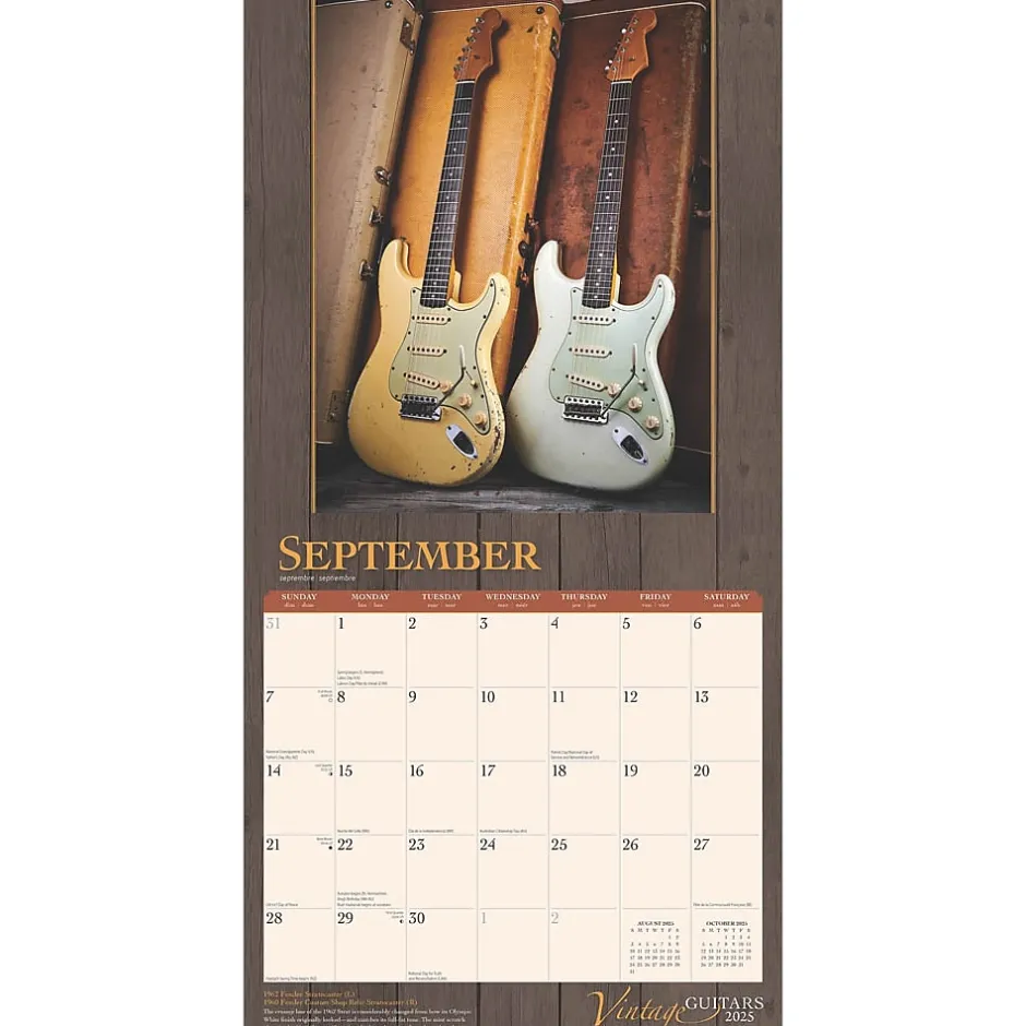 BrownTrout 2025 Vintage Guitars 12" x 12" Monthly Wall Calendar (9781975478018) Online
