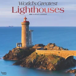 BrownTrout 2025 World's Greatest Lighthouses 12" x 24" Monthly Square Wall Calendar, (9781975475970) New