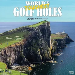 BrownTrout 2025 World's Toughest Golf Holes 12" x 24" Monthly Square Wall Calendar, (9781975479855) Hot