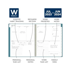 Cambridge 2023-2024 WorkStyle Balance 8.5" x 11" Academic Weekly & Monthly Planner, Teal/Gold (1606-905A-12-24) Sale