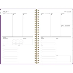 Cambridge 2024-2025 WorkStyle Balance 5.5" x 8.5" Academic Weekly & Monthly Planner, Poly Cover, Purple Swirl Hot
