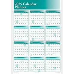 ComplyRight 2025 Full Calendar Planner 36" x 24" Yearly Dry Erase Wall Calendar, Green (J0056GR) Discount
