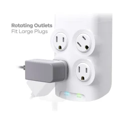 Surge Protectors & Power Strips<360 Electrical Revolve45 4-Outlet 3-USB Port Surge Protector, White (3E0771-WHT6NA)