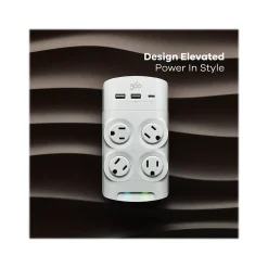 Surge Protectors & Power Strips<360 Electrical Revolve45 4-Outlet 3-USB Port Surge Protector, White (3E0771-WHT6NA)