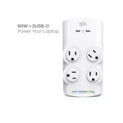 Surge Protectors & Power Strips<360 Electrical Revolve60 4-Outlet 2-USB Port Surge Protector, White (3E0773-WHT6NA)