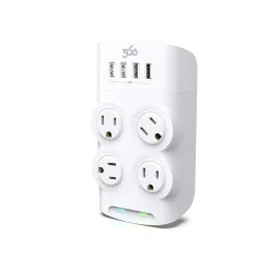 Surge Protectors & Power Strips<360 Electrical Revolve24 4-Outlet 4-USB Port Surge Protector, White (3E0775-WHT6NA)