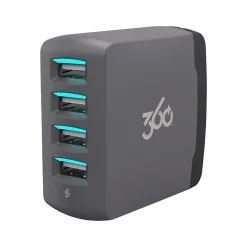 Surge Protectors & Power Strips<360 Electrical Vivid 8.0 4-Outlet Wall Charger, Gray (360542)