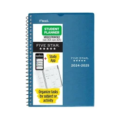 Five Star 2024-2025 5.5" x 8.5" Academic Weekly & Monthly Customizable Planner, Poly Cover, Assorted Colors (CAW451-00-25) Clearance