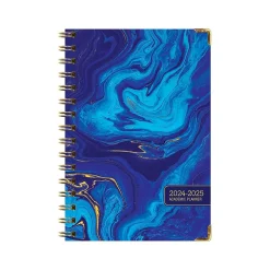 Global Printed Products 2024-2025 Blue Marble 5.5" x 8" Academic Weekly & Monthly Planner, Paper Cover, Blue/Gold (AY24-07-S) Discount