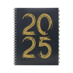 Global Printed Products 2025 8.5" x 11" Weekly & Monthly Planner, Plastic Cover, Black/Gold (SPLS25-8511-F) Hot