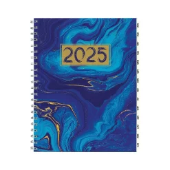 Global Printed Products 2025 8.5" x 11" Monthly Planner, Plastic Cover, Blue/Gold (SPLS25-8511M-F) Hot