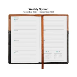 Global Printed Products 2025 3.5" x 6" Weekly & Monthly Planner, Faux Leather Cover, Black/Brown (SPLS25-BRN36-P) Discount