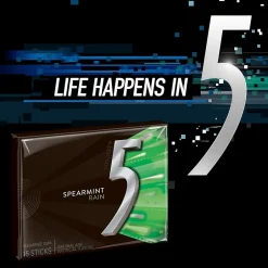 Gum & Mints<5 Gum Sugar Free Gum, Spearmint Rain, 10/Box (WMW51404)
