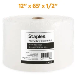 Staples 1/2" Heavy Duty Bubble Roll, 12" x 65' (4069422)* Bubble Rolls