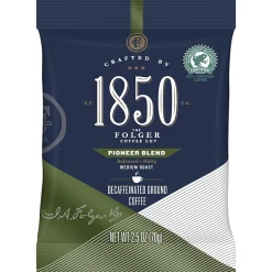 Coffee<1850 Pioneer Blend Decaf Ground Coffee, Medium Roast, 2.5 oz. Fraction Pack, 24/Carton (2550021513)