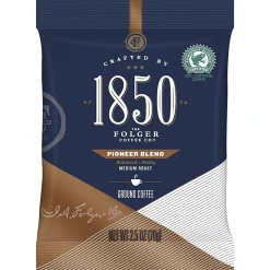 Coffee<1850 Pioneer Blend Ground Coffee, Medium Roast, 2.5 oz. Fraction Pack, 24/Carton (SMU21511)