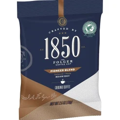 Coffee<1850 Pioneer Blend Ground Coffee, Medium Roast, 2.5 oz. Fraction Pack, 24/Carton (SMU21511)