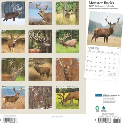 BrownTrout 2025 Plato Monster Bucks 12" x 24" Monthly Square Wall Calendar, (9781975480769) Sale