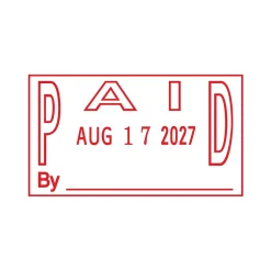 2000 Plus Easy Select Date and PAID Self-Inking Stamp, 1" x 1-13/16" Impression, Red ink (011093) New