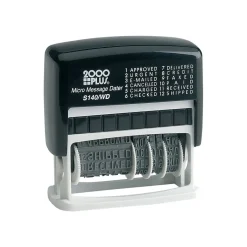 2000 Plus 12-in-1 Micro Date and Message Stamp, 12 Phrases, Black Ink (010072) Online