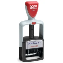 2000 Plus Self-Inking Dater and Message Stamp, FAXED, Blue and Red Inks (011032) New