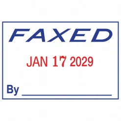 2000 Plus Self-Inking Dater and Message Stamp, FAXED, Blue and Red Inks (011032) New