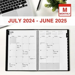 Staples 2024-2025 8" x 11" Academic Monthly Planner, Faux Leather Cover, Black (ST23571-23) New