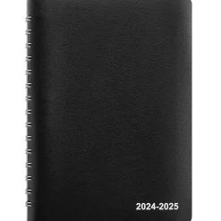 Staples 2024-2025 5" x 8" Academic Daily Appointment Book, Faux Leather Cover, Black (ST60364-23)