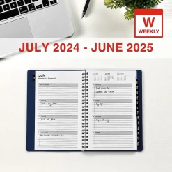 Staples 2024-2025 5" x 8" Academic Weekly & Monthly Planner, Faux Leather Cover, Navy (ST60362-23) Discount