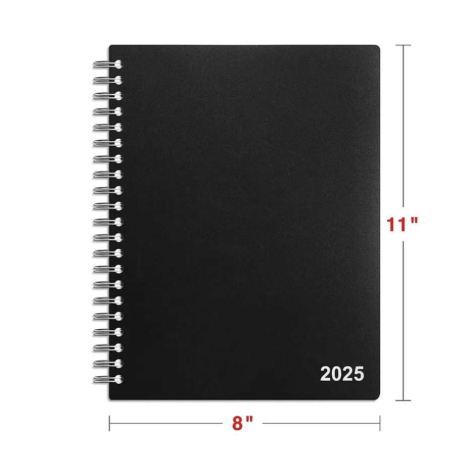 Staples 2025 8" x 11" Daily Appointment Book, Black (ST21487-25) Hot