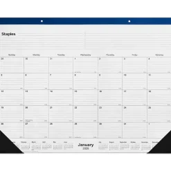 Staples 2025 22" x 17" Desk Pad Calendar, (ST59700-25) Navy New