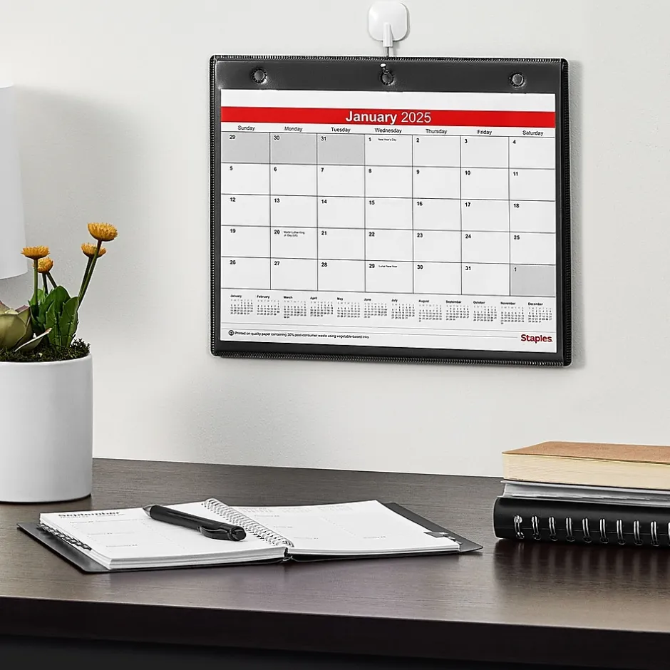 Staples 2025 11" x 8" Wall Calendar, White/Black (ST12949-25) New