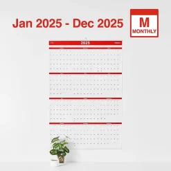 Staples 2025 24" x 36" Wall Calendar, Red/Black/White (ST53999-25) Discount