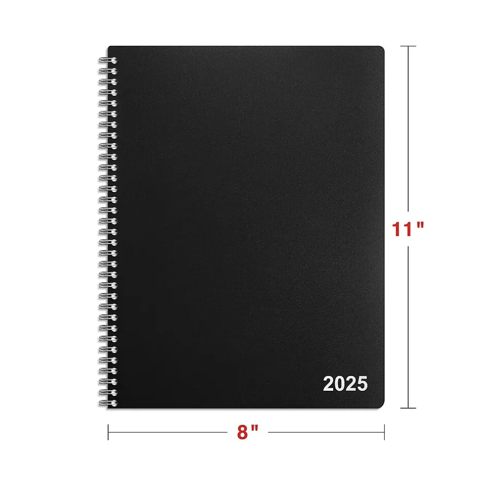 Staples 2025 8" x 11" Weekly & Monthly Appointment Book, Plastic Cover, Black (ST21488-25) New