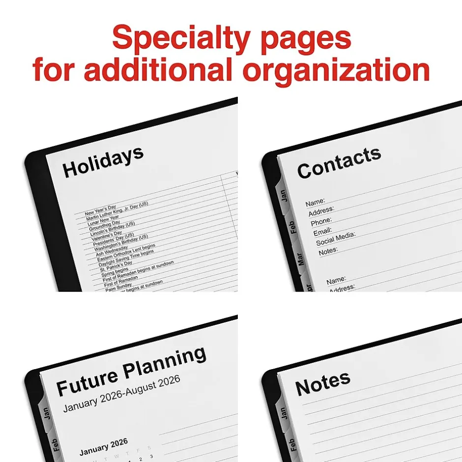 Staples 2025 8" x 11" Weekly & Monthly Appointment Book, Plastic Cover, Black (ST21488-25) New