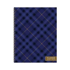 TF Publishing 2024-2025 Bibliophile Series Royal Tartan 9" x 11" Academic Weekly & Monthly Planner, Paper Cover, Blue/Yellow