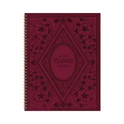 TF Publishing 2024-2025 Bibliophile Series Merlot 8.5" x 11" Academic Weekly & Monthly Planner, Paperboard Cover, Red/Black